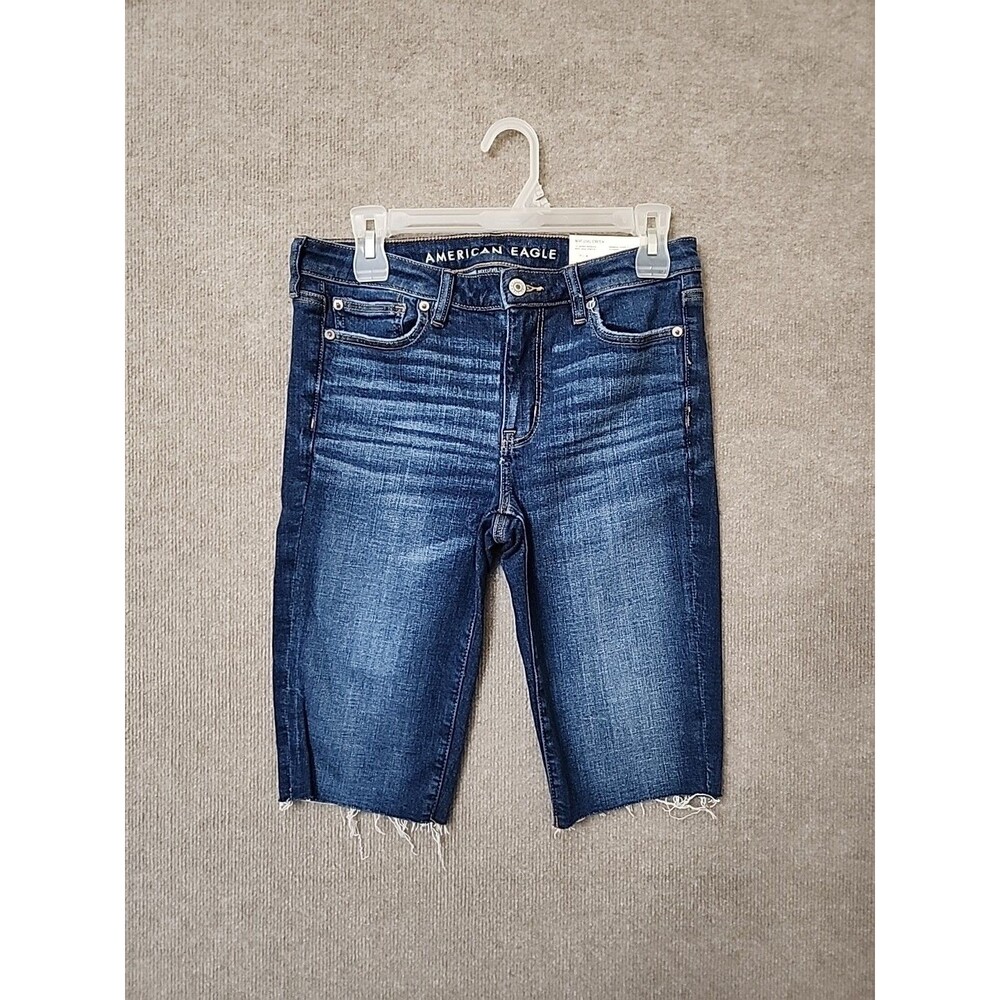 American Eagle Skinny Bermuda Shorts Womens 4 27 Blue Cut Off Next Level NEW